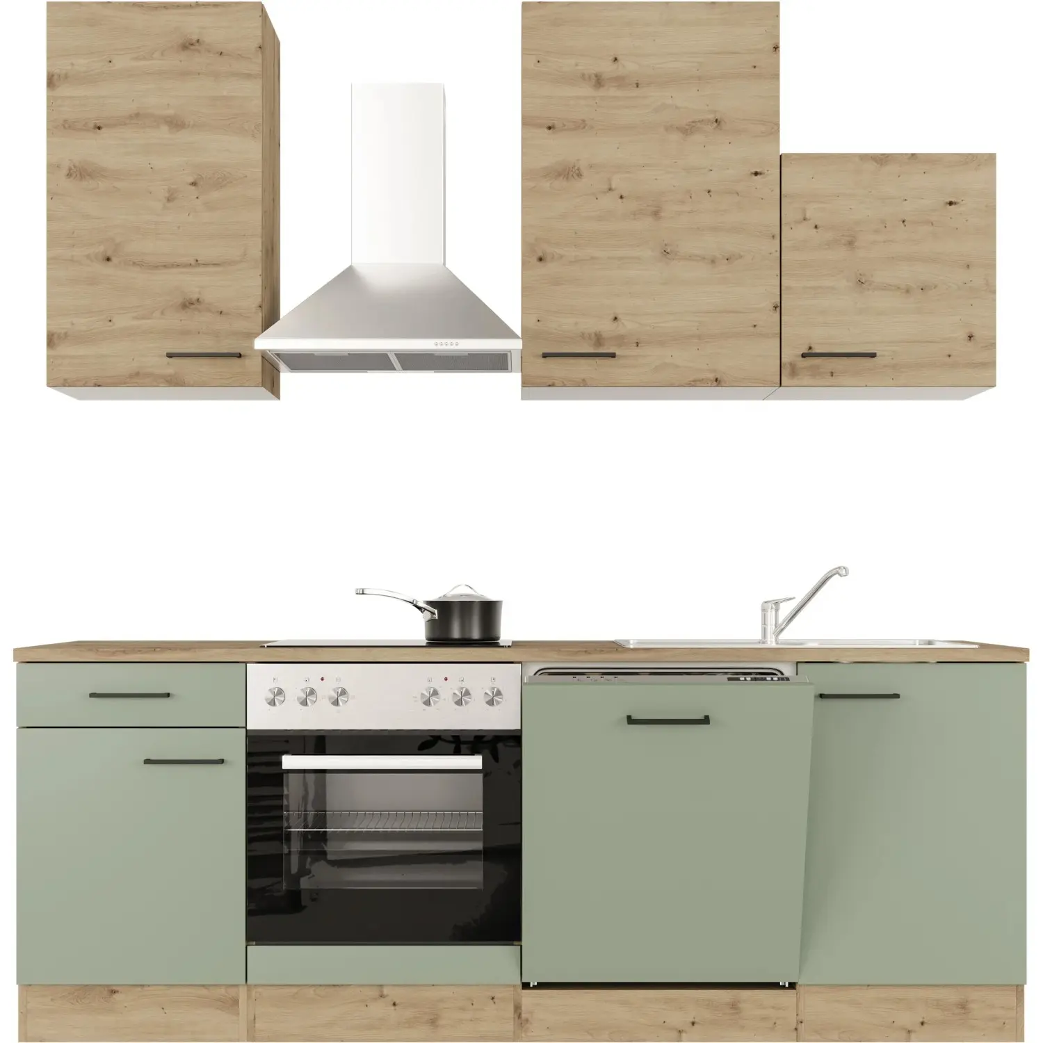 Flex-Well Kuchyně Cara 220 cm/typ 4 - trouba/varná deska/digestoř/myčka/dřez