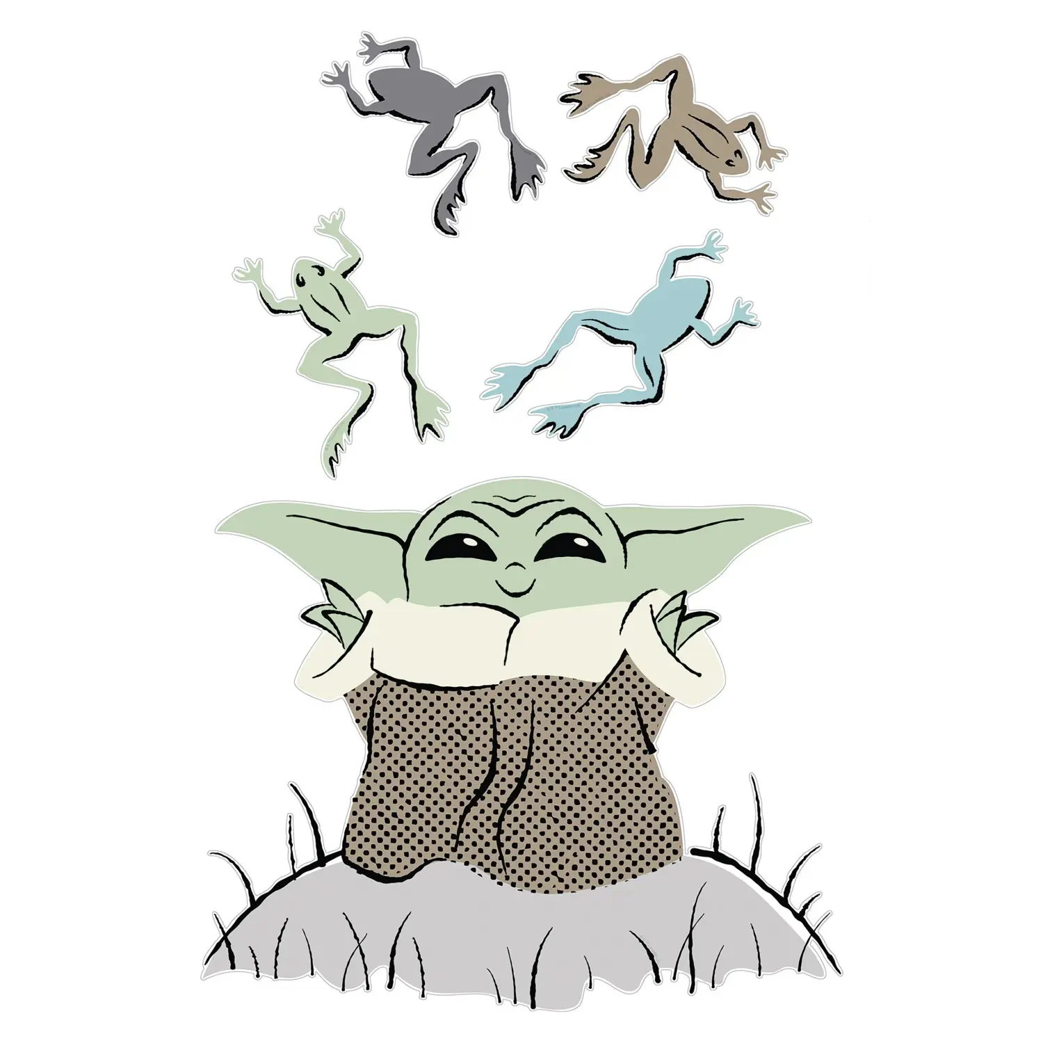 Komar Samolepka na zeď SW The Mandalorian Grogu Enchanted Frogs 50x70 cm, 5dílná