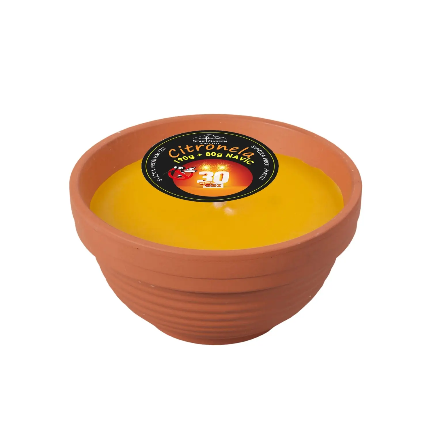 Svíčka proti hmyzu Citronella Flower v terakotě, žlutá, 190 g + 80 g zdarma