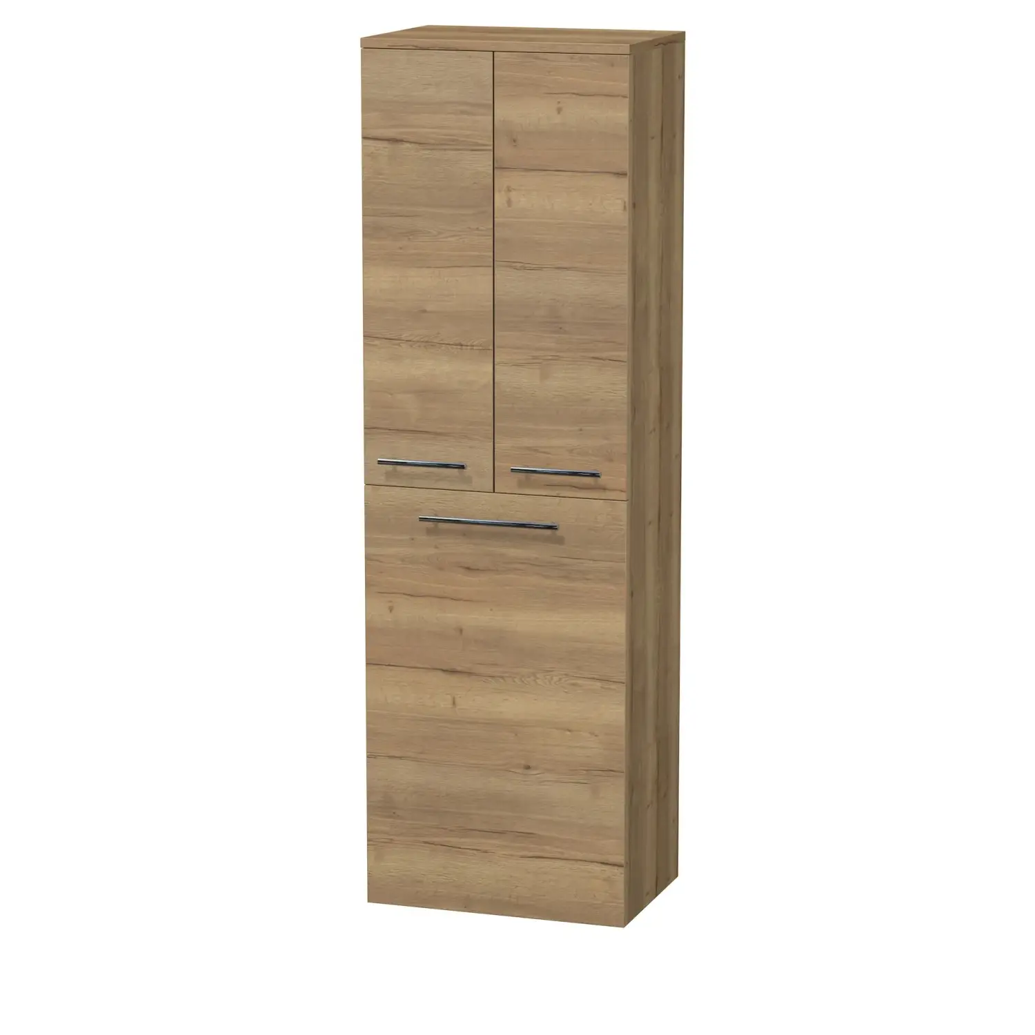 INTEDOOR Vysoká skříň BEE, pravé, úchyt chrom, 2 dveře, koš, š.50cm, dub Halifax
