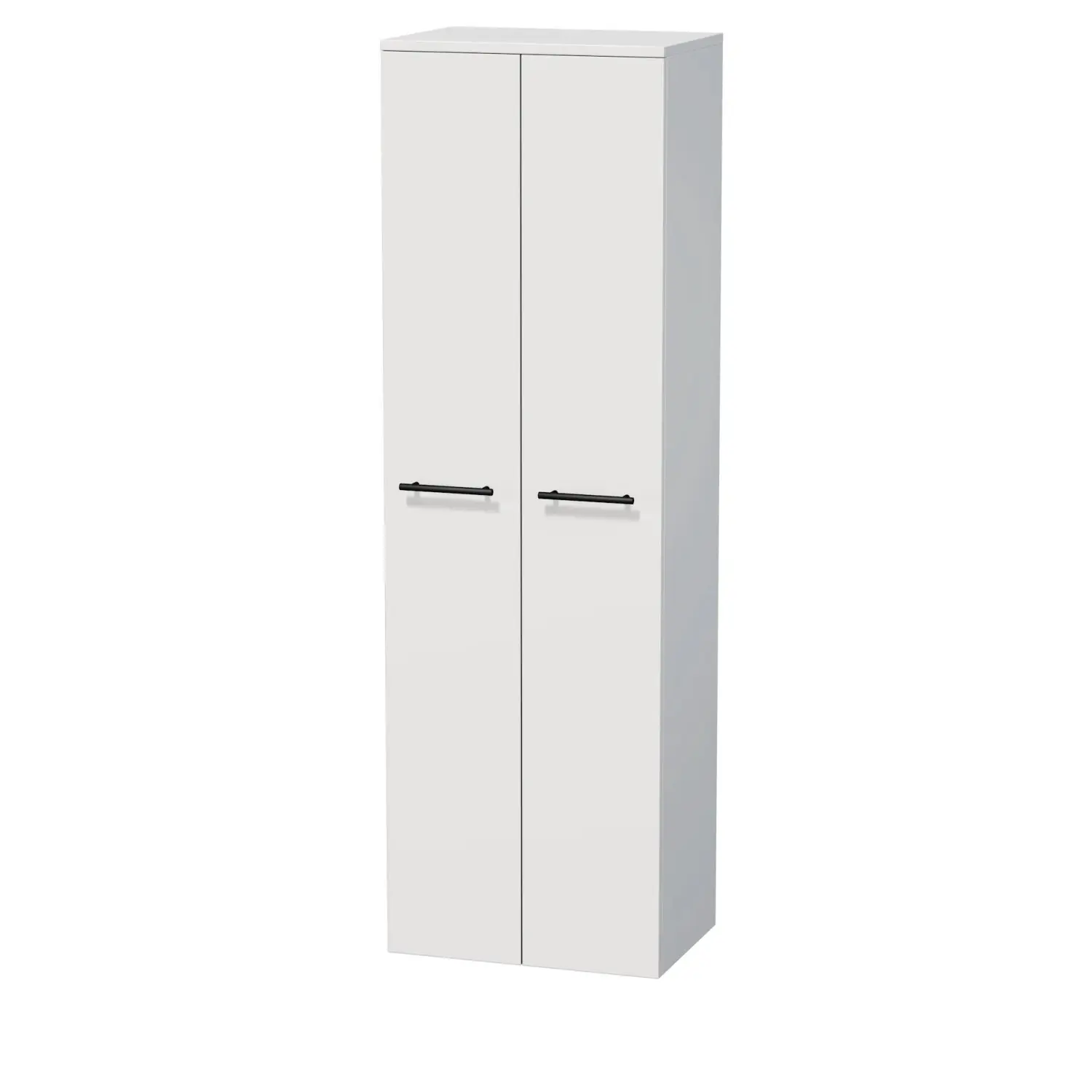 INTEDOOR Vysoká skříň BEE, úchyt černý, 2 dveře, š. 50 cm, bílá lesk