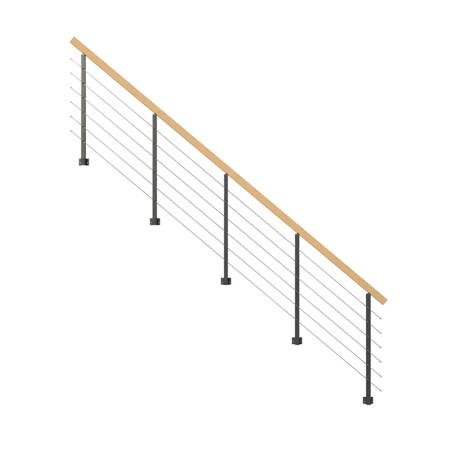 StarWood Kovové zábradlí Kos s hranatým dubovým madlem/antracit 475 cm