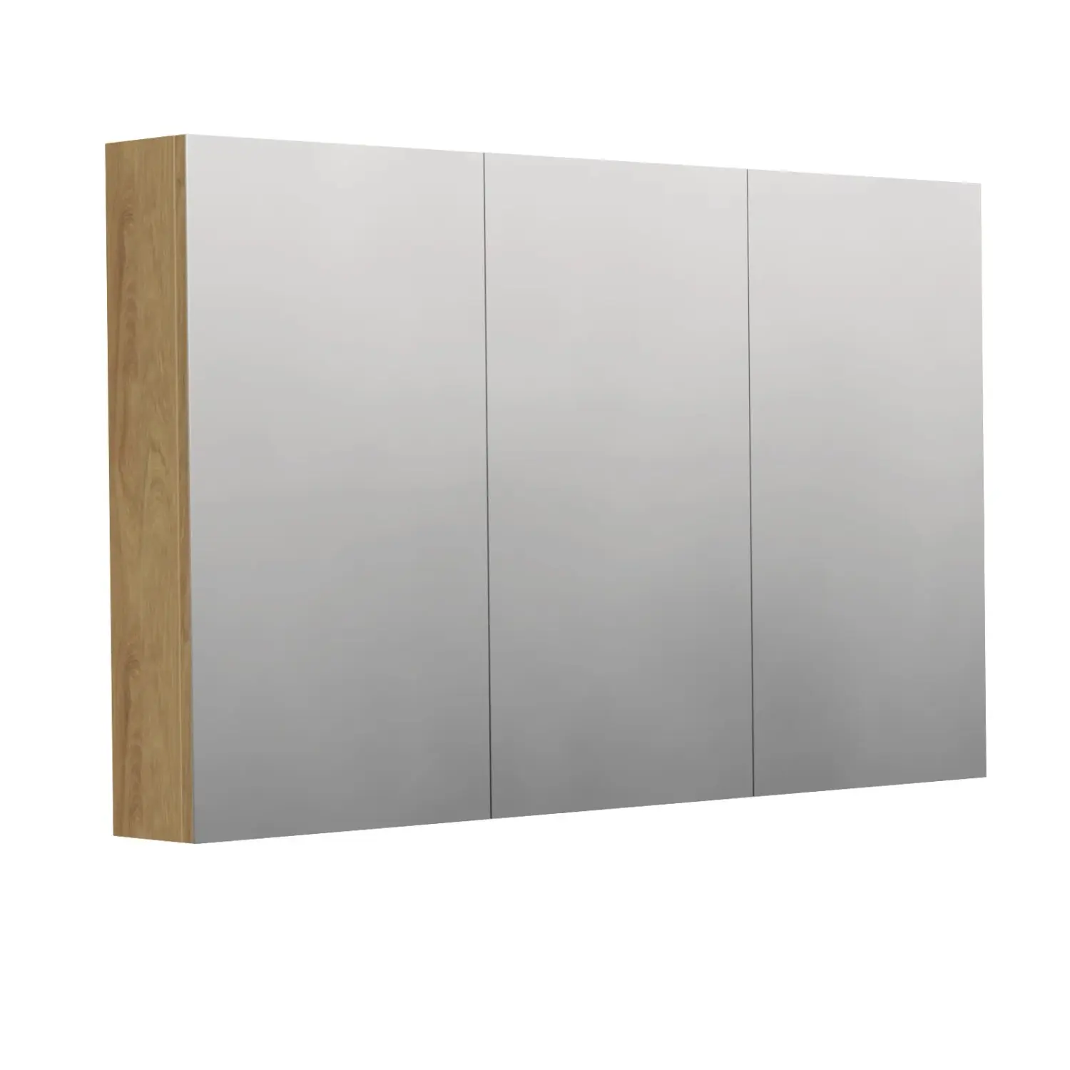 INTEDOOR Zrcadlová skříň BEE, 3 dveře, el. zásuvka, IP44, š. 120cm, dub Hickory