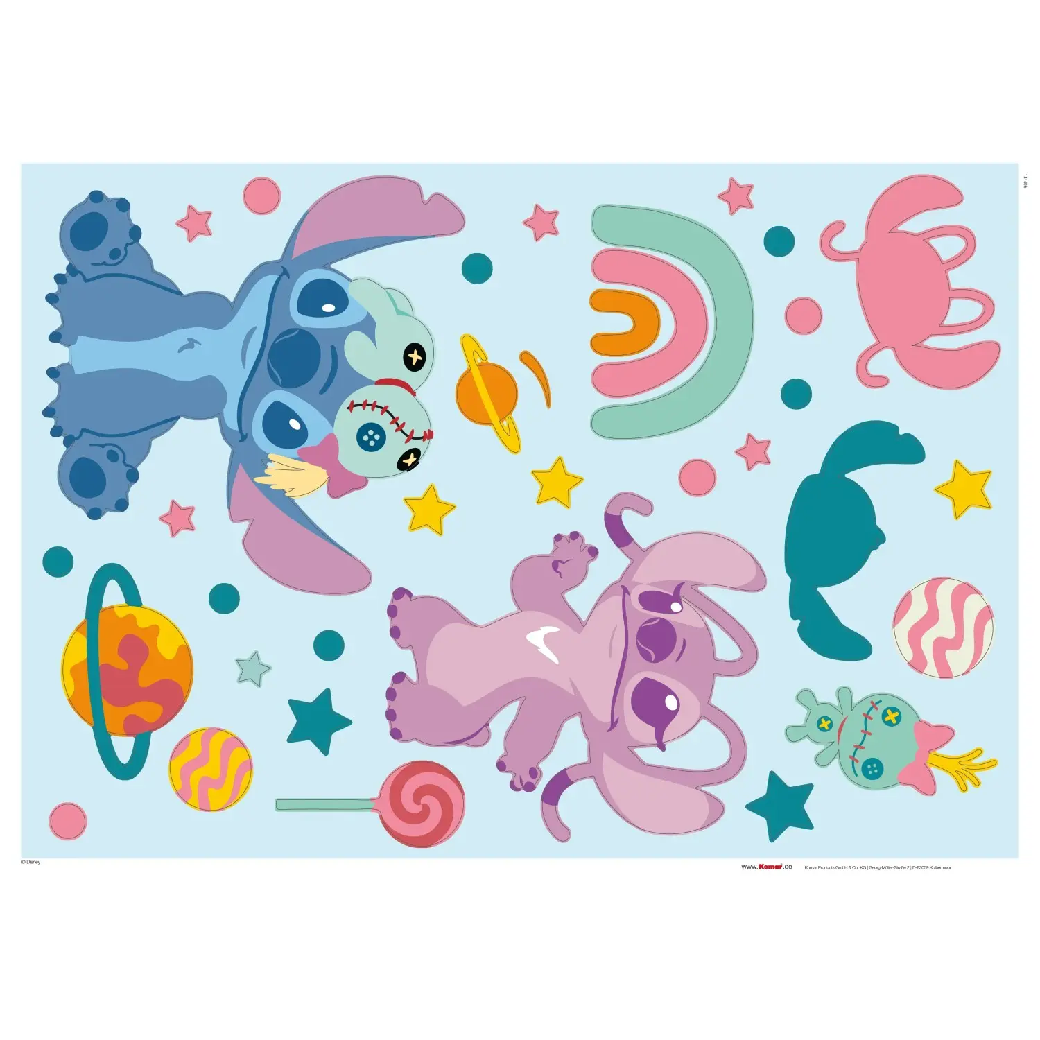 Komar Samolepka na zeď Stitch World 50 x 70 cm, 35dílná