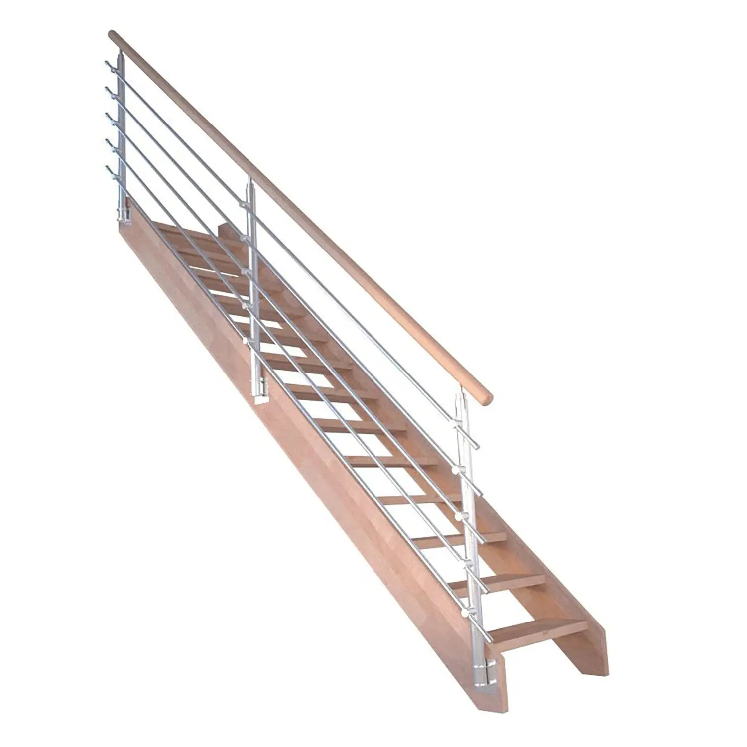 StarWood Schody Mykonos Pro bukové rovné 90cm otevřené design.nerez.zábradlí L/P