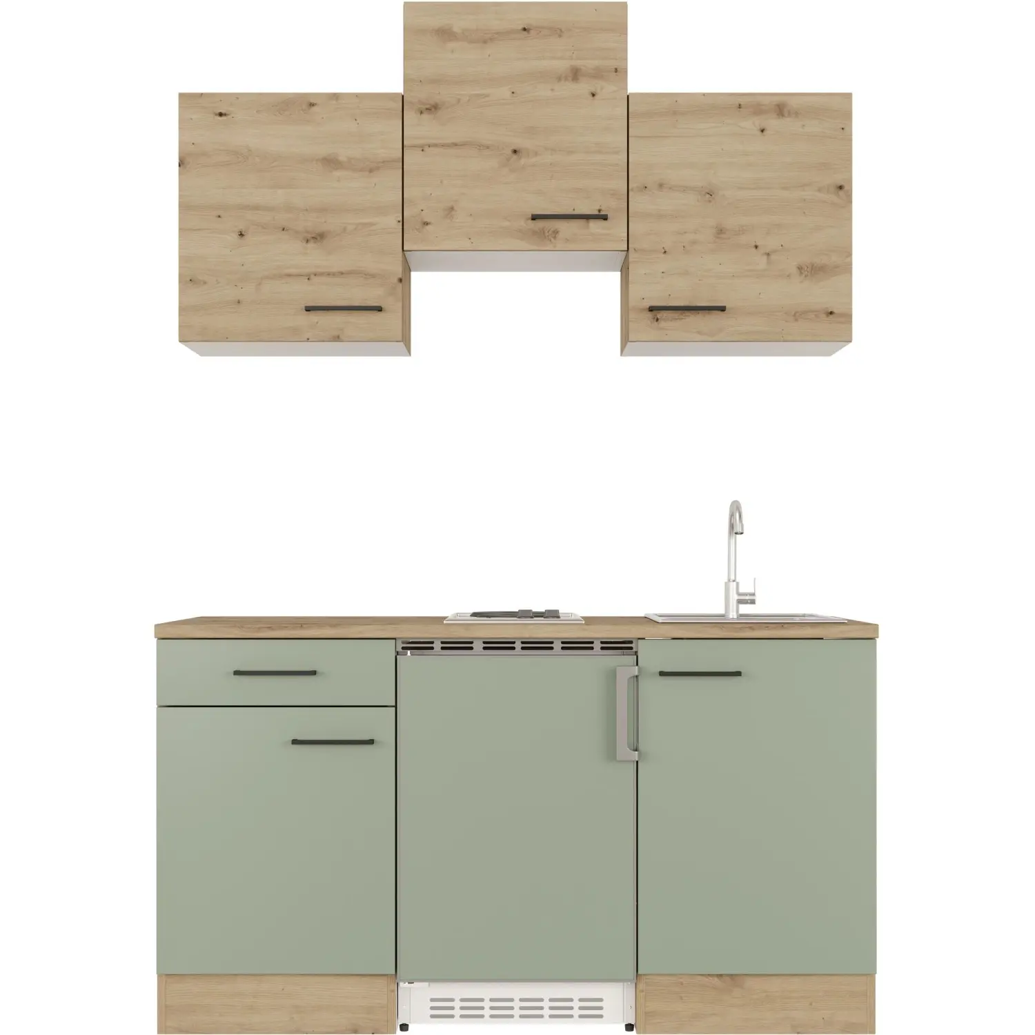 Flex-Well Kuchyně Cara 150 cm/typ 1 - lednice/varná deska/dřez