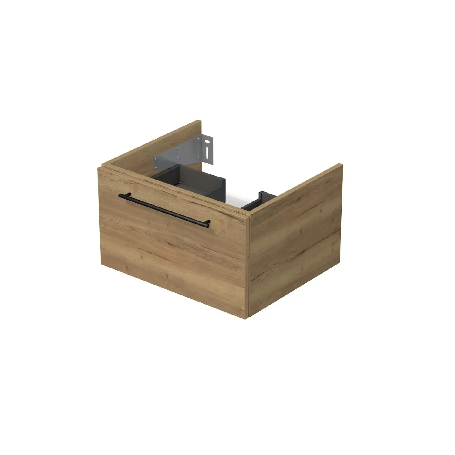 INTEDOOR Koupelnová skříň pod desku BEE, úchyt černý, š. 60 cm, dub Halifax