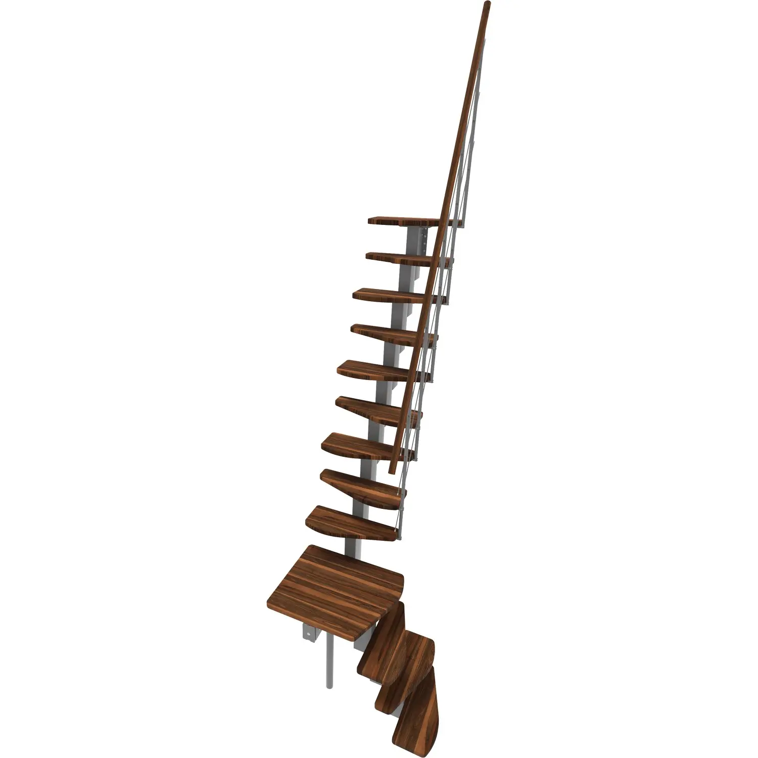 Minka STAIRS Lomené modulové schodiště Quatro Turn ořech/šedá, 298 cm