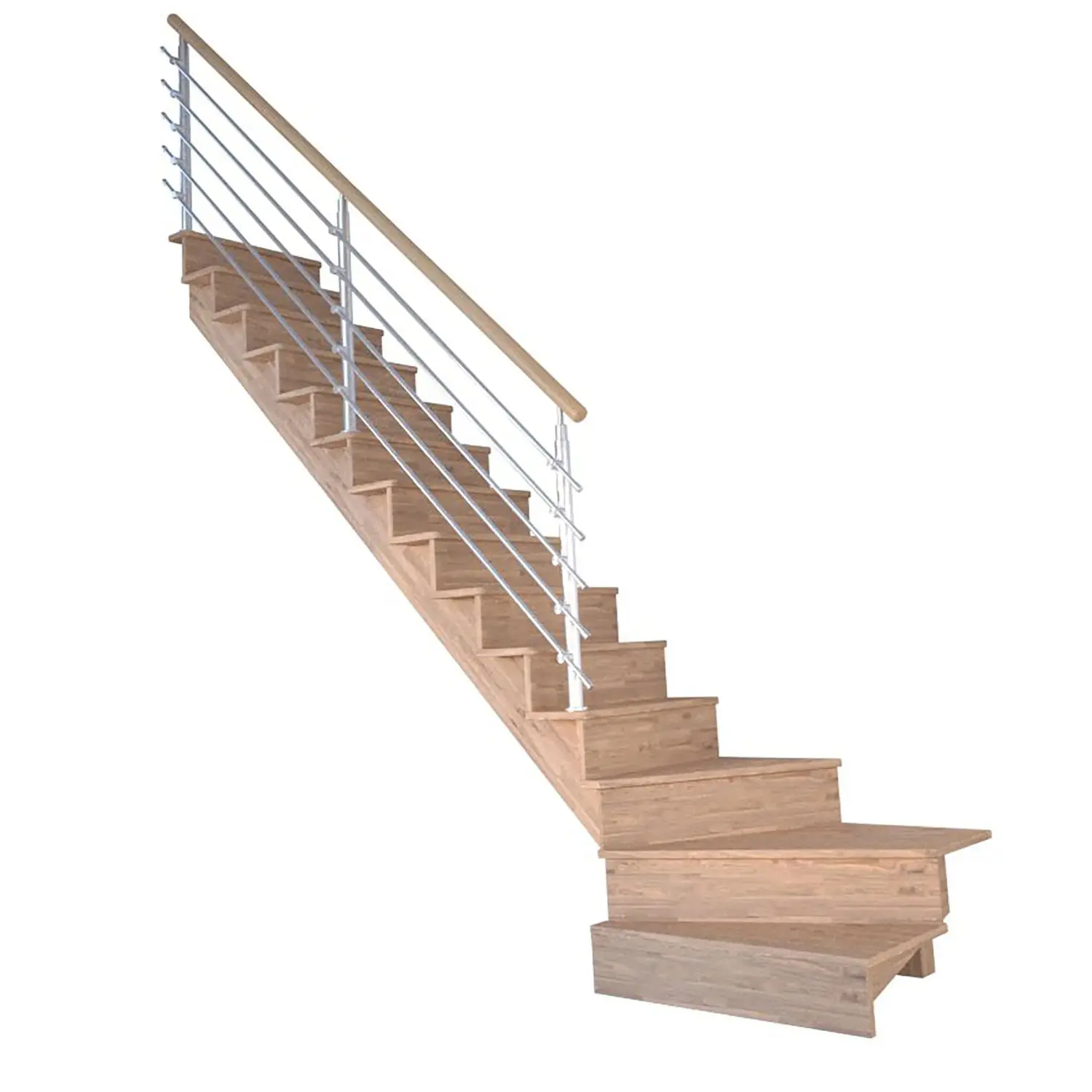 StarWood Schody Lindos dubové levé 80cm uzavřené design. nerez. zábradlí