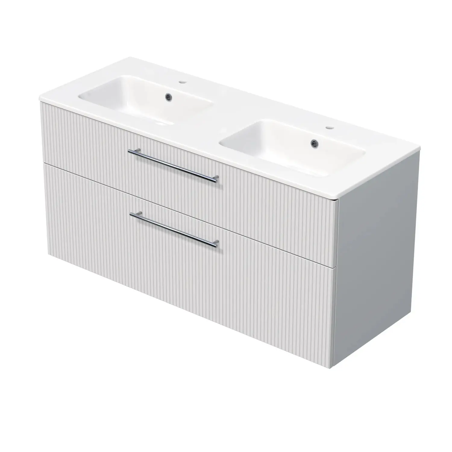 INTEDOOR Koupel.skříň+dvojumyvadlo BEE, úchyt chrom, š. 121 cm, bílá 3D pruhy