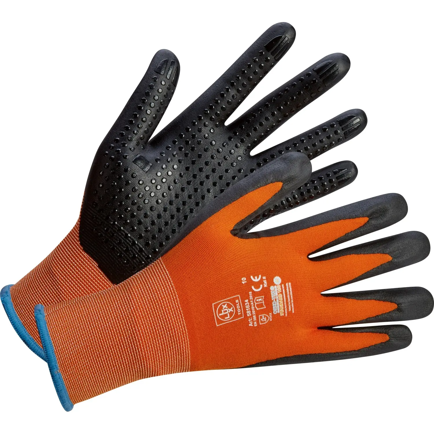 LUX-TOOLS Pracovní rukavice černo-oranžové vel. 10