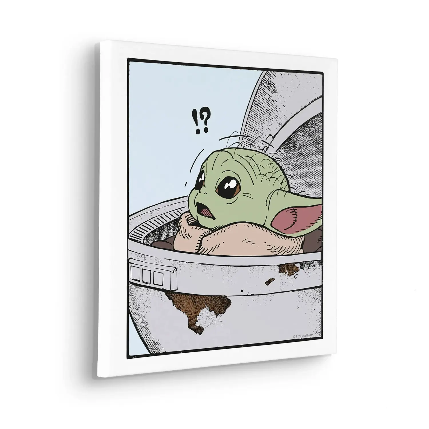 Komar Nástěnný obraz na rámu Star Wars The Mandalorian Grogu Shocked 40 x 40 cm