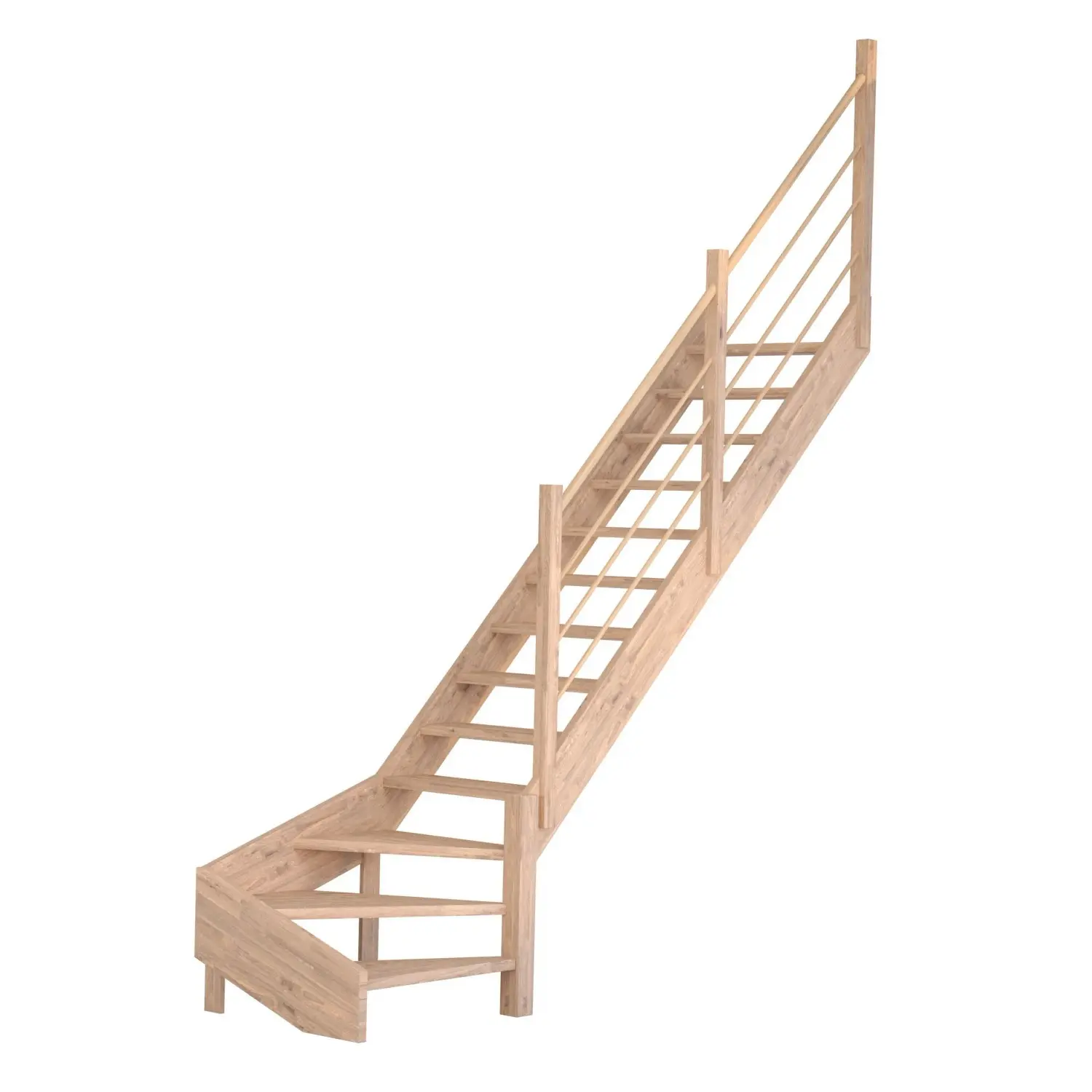 StarWood Schody Mykonos Pro dubové pravé 80cm otevřené dřev. design. zábradlí