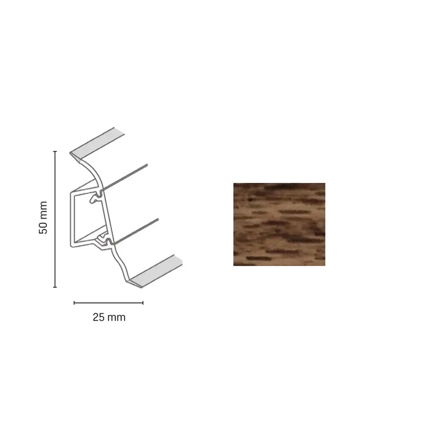 Döllken Profiles Lišta SLK 50 2128 dub tmavohnědý 50 x 25 x 2500 mm