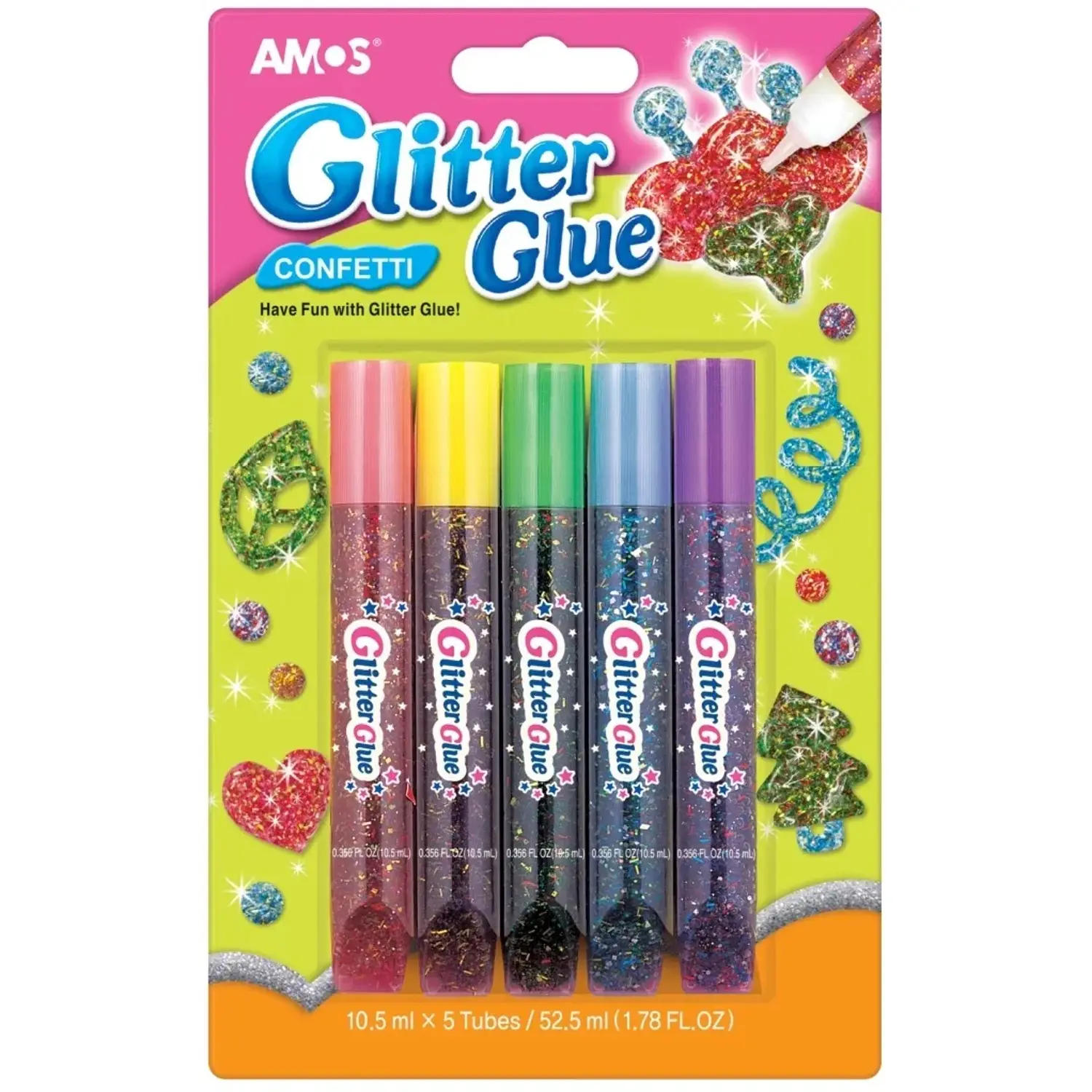 Amos Glitrové lepidlo s konfetami 5 x 10,5 ml