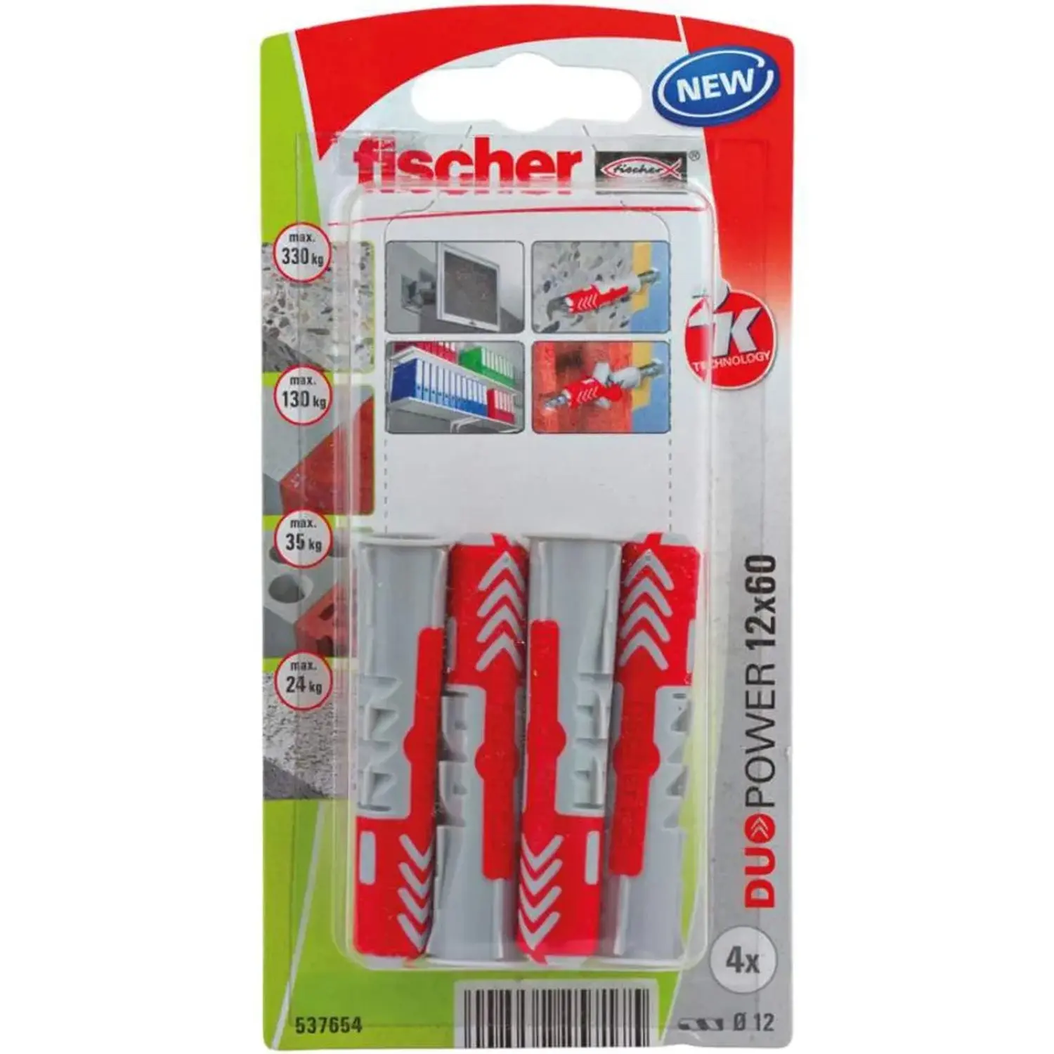 Fischer Hmoždinka DuoPower 12 x 60 K NV, 4 ks