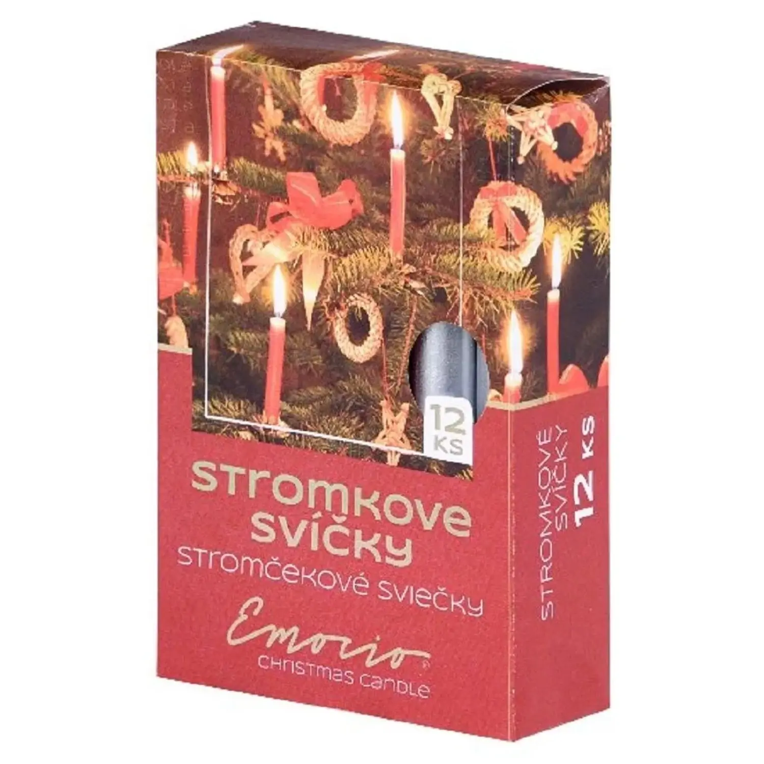 Emocio Stromkové Metal stříbrné svíčky, 12ks 12x100