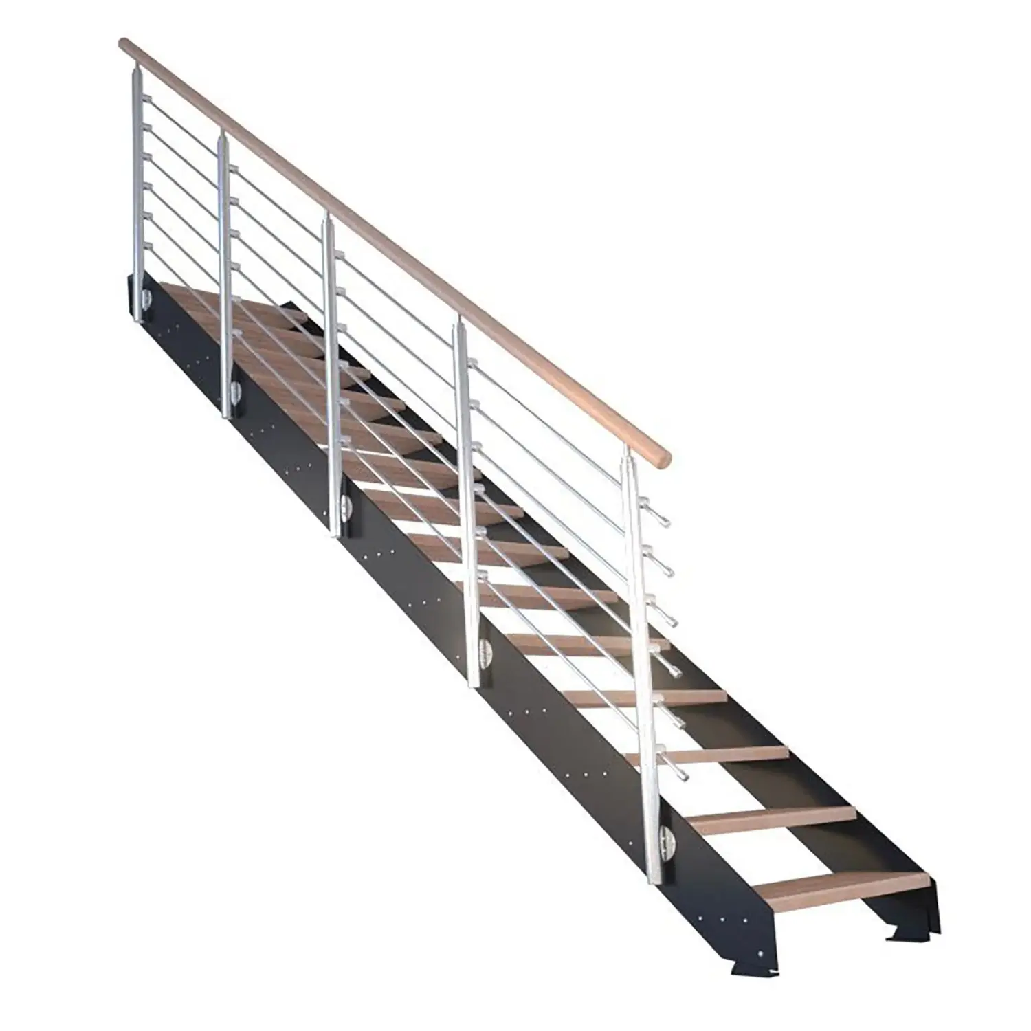 StarWood Kovové schody Kos 11 st. buk olej. 87 cm design. zábradlí černá