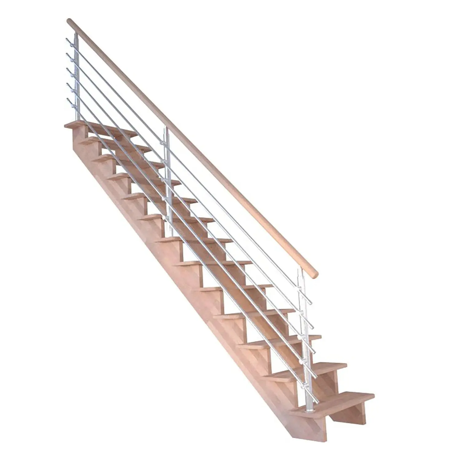 StarWood Schody Lindos Pro bukové rovné 80cm otevřené design. nerez. zábradlí