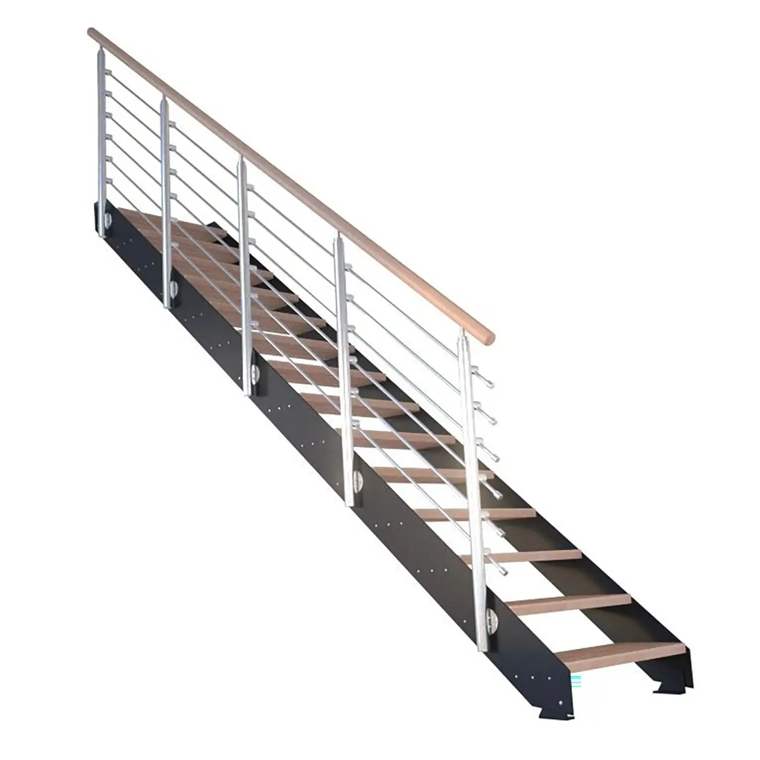 StarWood Kovové schody Kos 14 st. buk olej. 107 cm design. zábradlí černá