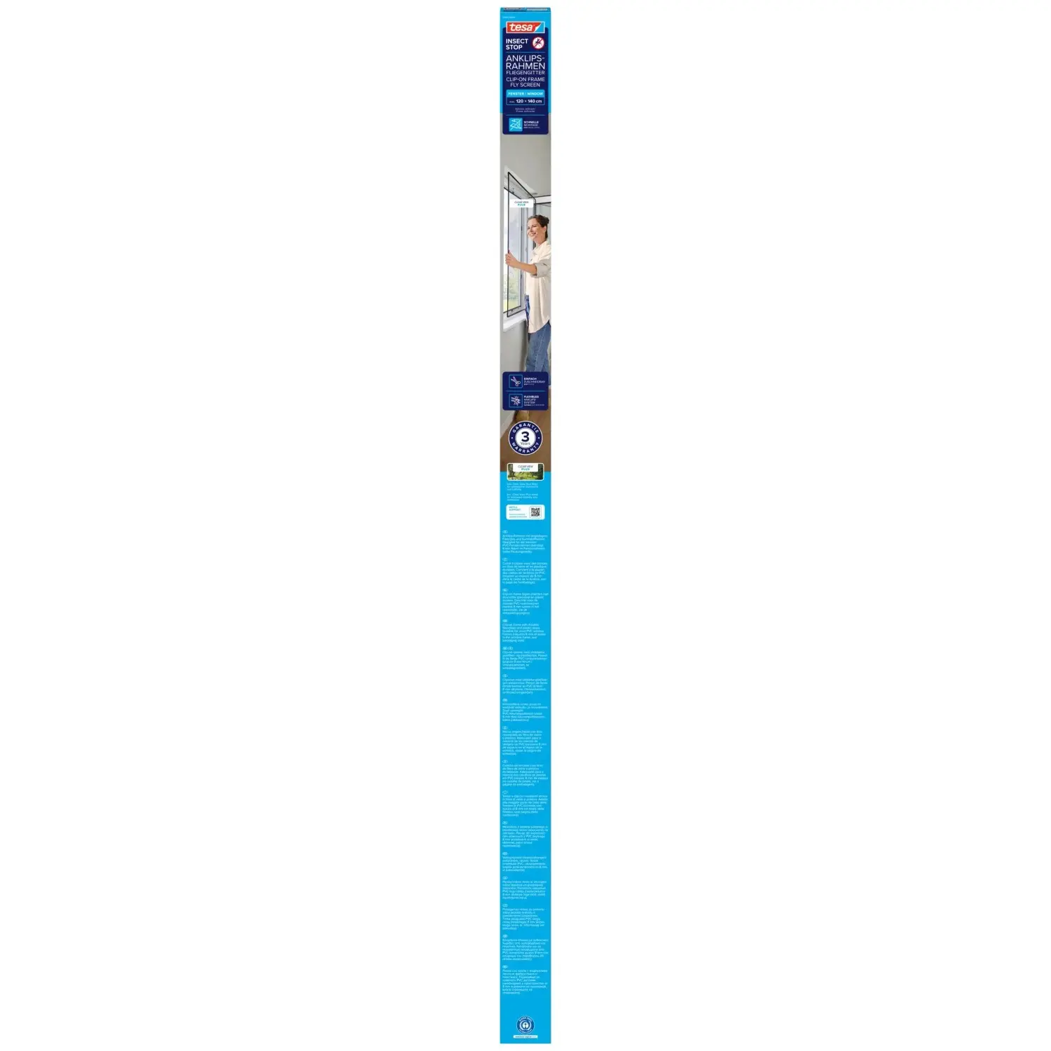 tesa Clip-on rám se sítí proti hmyzu do okna INSECT STOP, antracit, 1,2 x 1,4 m