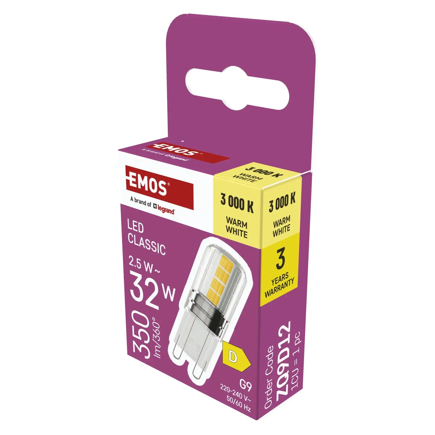 EMOS LED žárovka Classic JC G9 2,5W 350lm 3000K