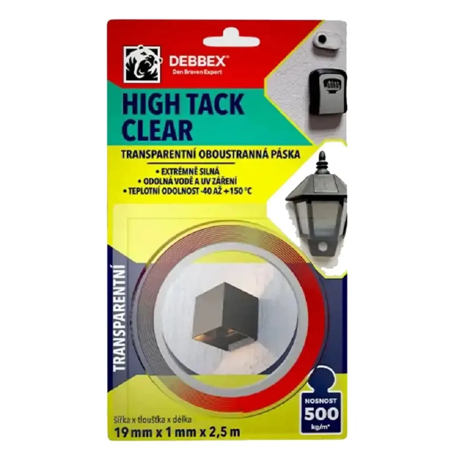 Den Braven Oboustranná páska HIGH TACK CLEAR transparentní 19 mm x 2,5 m