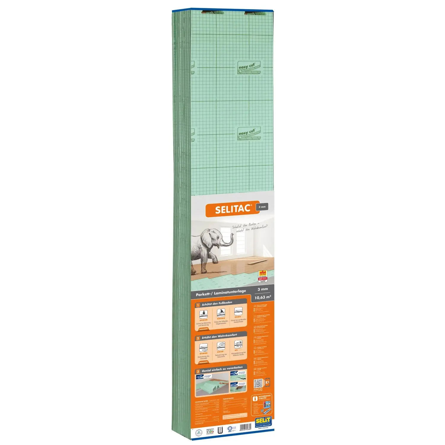 SELIT Podložka pod laminátové/dřevěné podlahy SELITAC Pro 1,25 x 8,5 m, tl. 3 mm