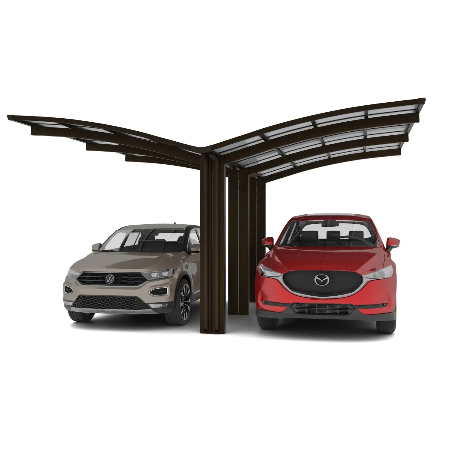 Ximax Alu přístřešek na 2 auta Portoforte Typ 110-Y matná hnědá 543 x 495 cm