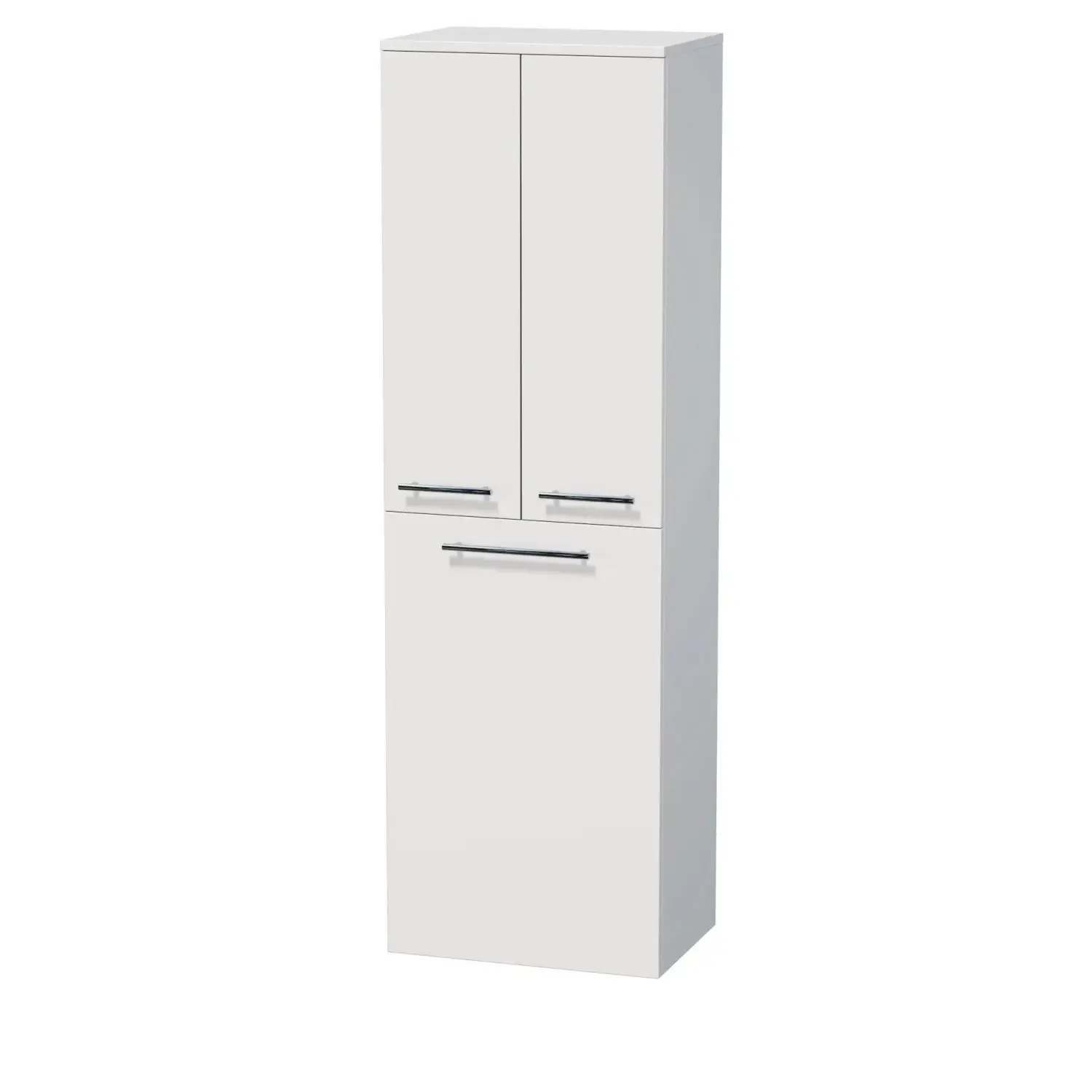 INTEDOOR Vysoká skříň BEE, pravé, úchyt chrom, 2 dveře, koš, š. 50 cm, bílá lesk
