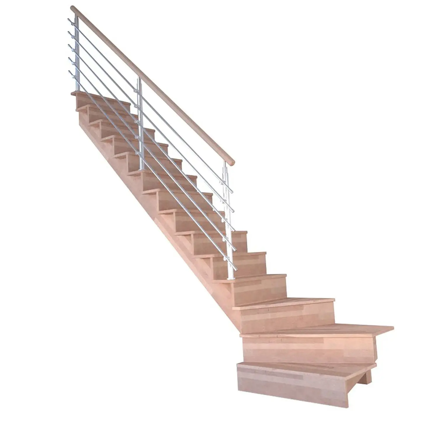 StarWood Schody Lindos bukové levé 80cm uzavřené design. nerez. zábradlí