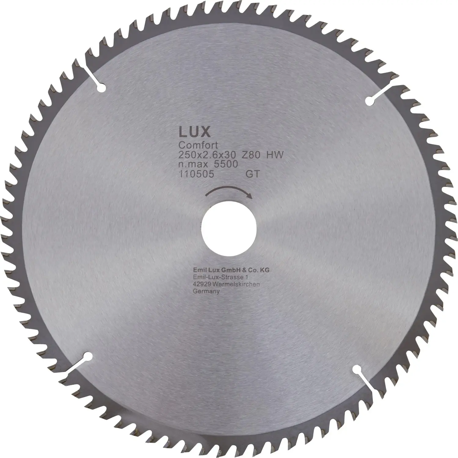 LUX-TOOLS Pilový kotouč z tvrdokovu, T80, 250 x 30/20 mm