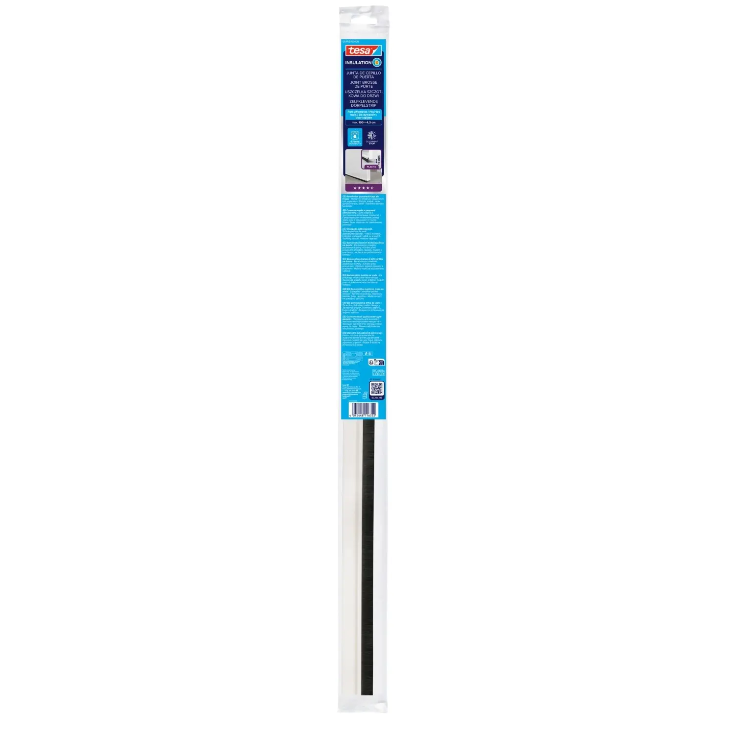 tesa Kartáčová těsnicí lišta pod dveře INSULATION pro koberce, bílá, 1 m x 43 mm