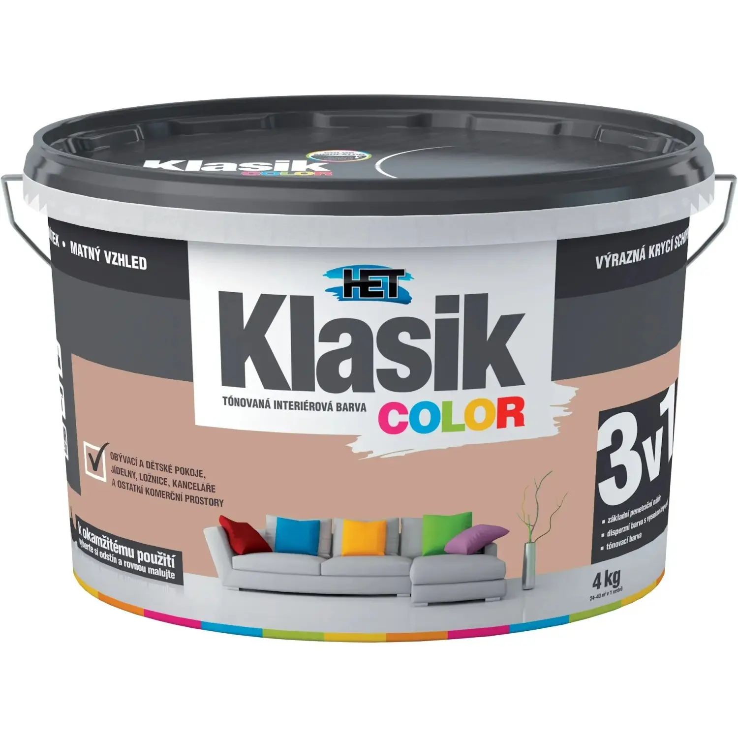 HET Klasik COLOR Tónovaná interiérová barva KC 0267 hnědá karamelová, 4 kg