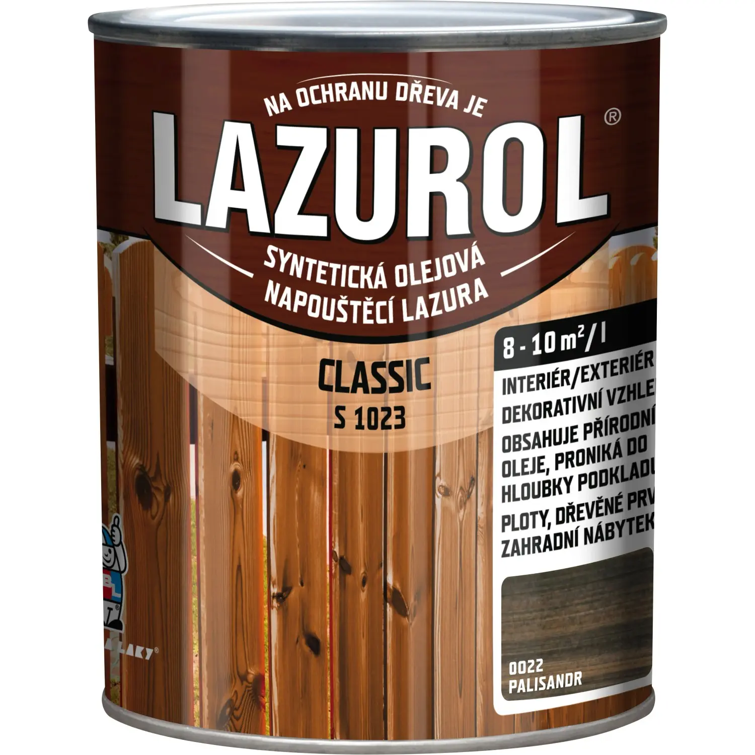 LAZUROL Lazura na dřevo CLASSIC S1023, 0022 palisandr 750 ml