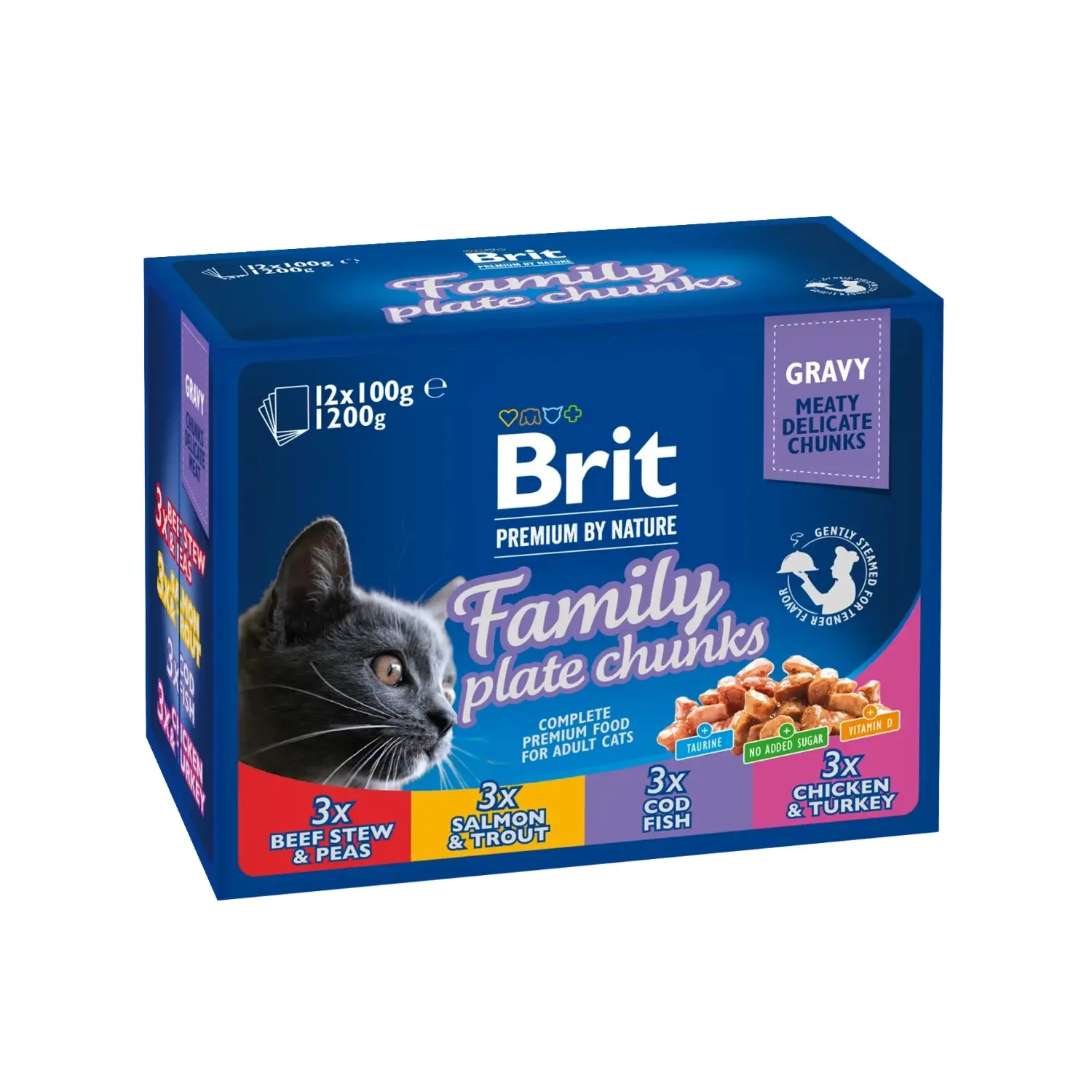 Brit Kapsička pro kočky Premium Cat Pouches Family Plate 1200 g (12x100 g)