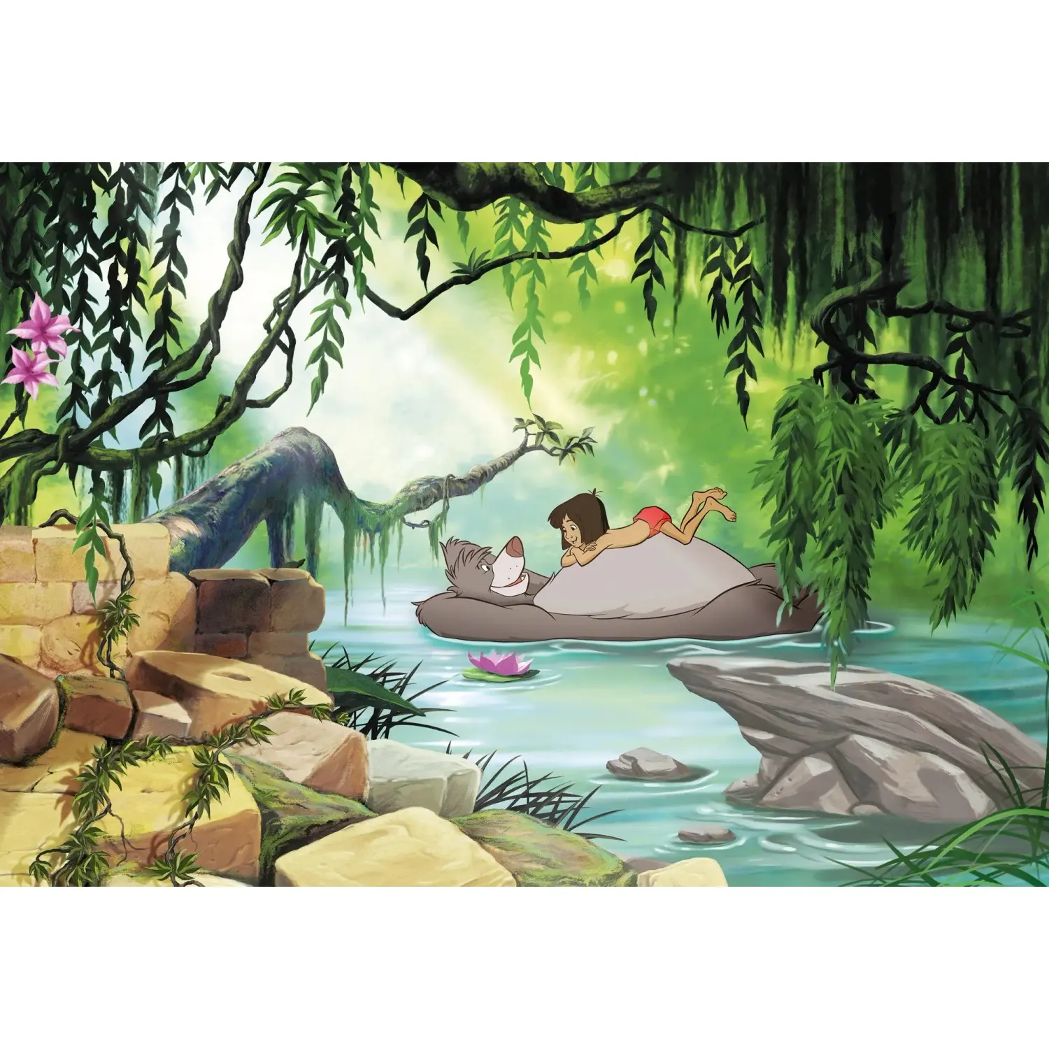Komar Papírová fototapeta Kniha Džunglí plavání s medvěděm Baloo 368 x 254 cm