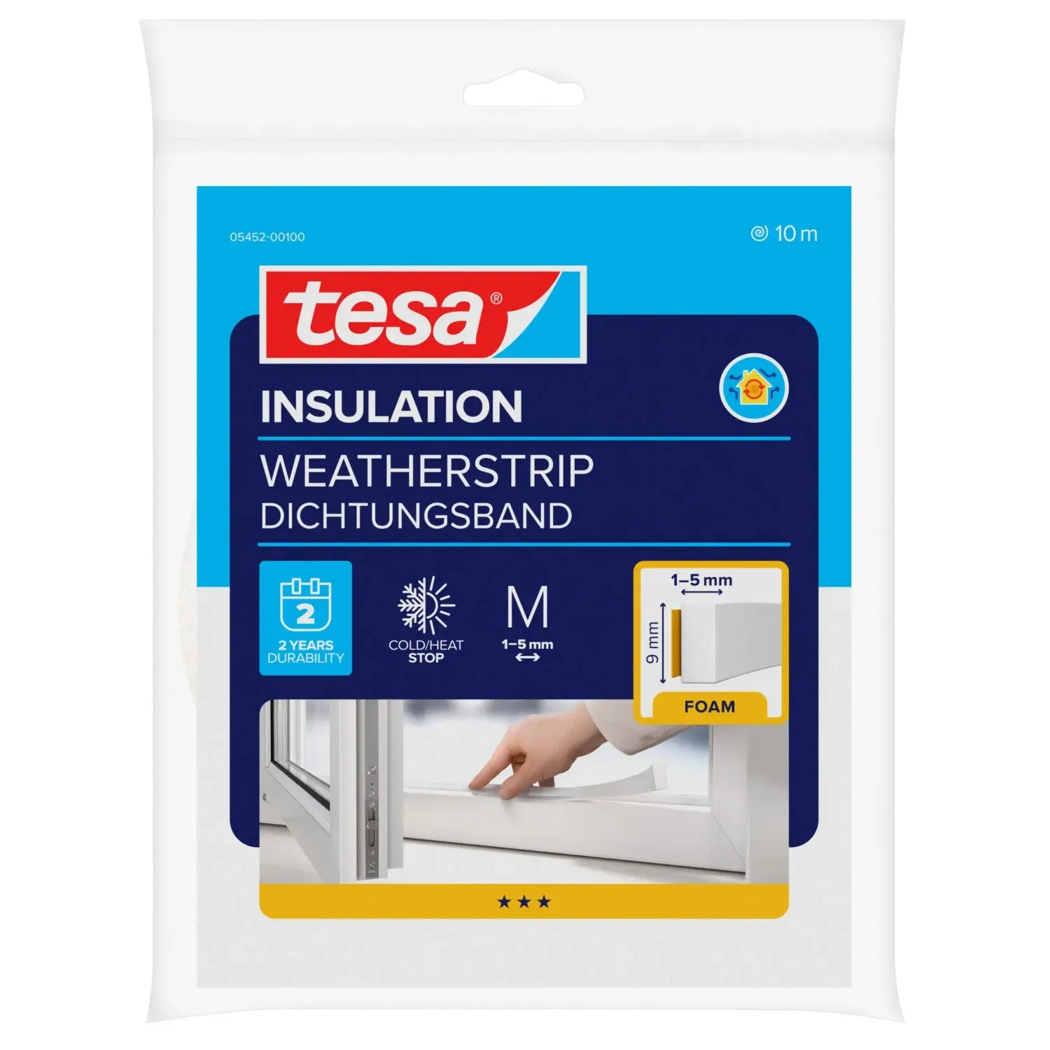 tesa Pěnové těsnění pro dveře/okna INSULATION, bílá, 10 m x 9 x 6 mm