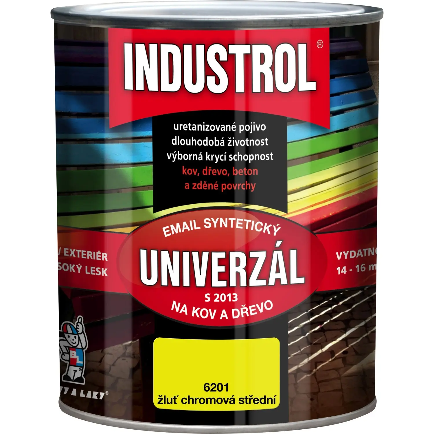 INDUSTROL Email na kov a dřevo S2013 UNIVERZÁL 6201 žluť chromová střední 750 ml