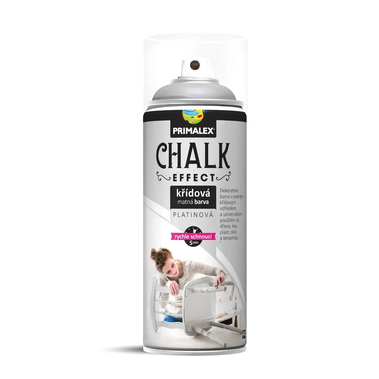 PRIMALEX Křídová matná barva ve spreji Chalk Effect platinová 400 ml