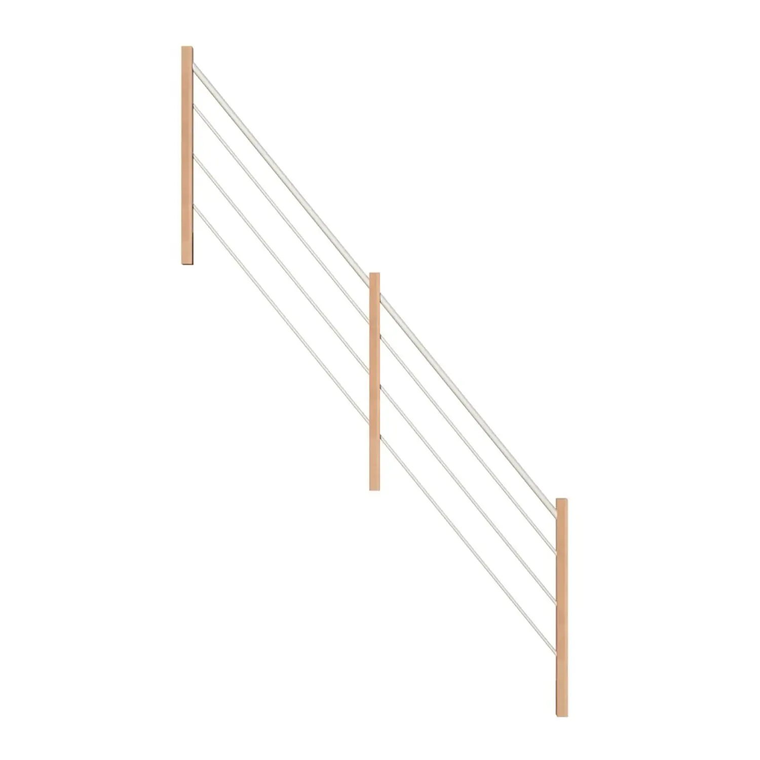 StarWood Nerezové a dřevěné zábradlí bílé/bukové levé 365 cm