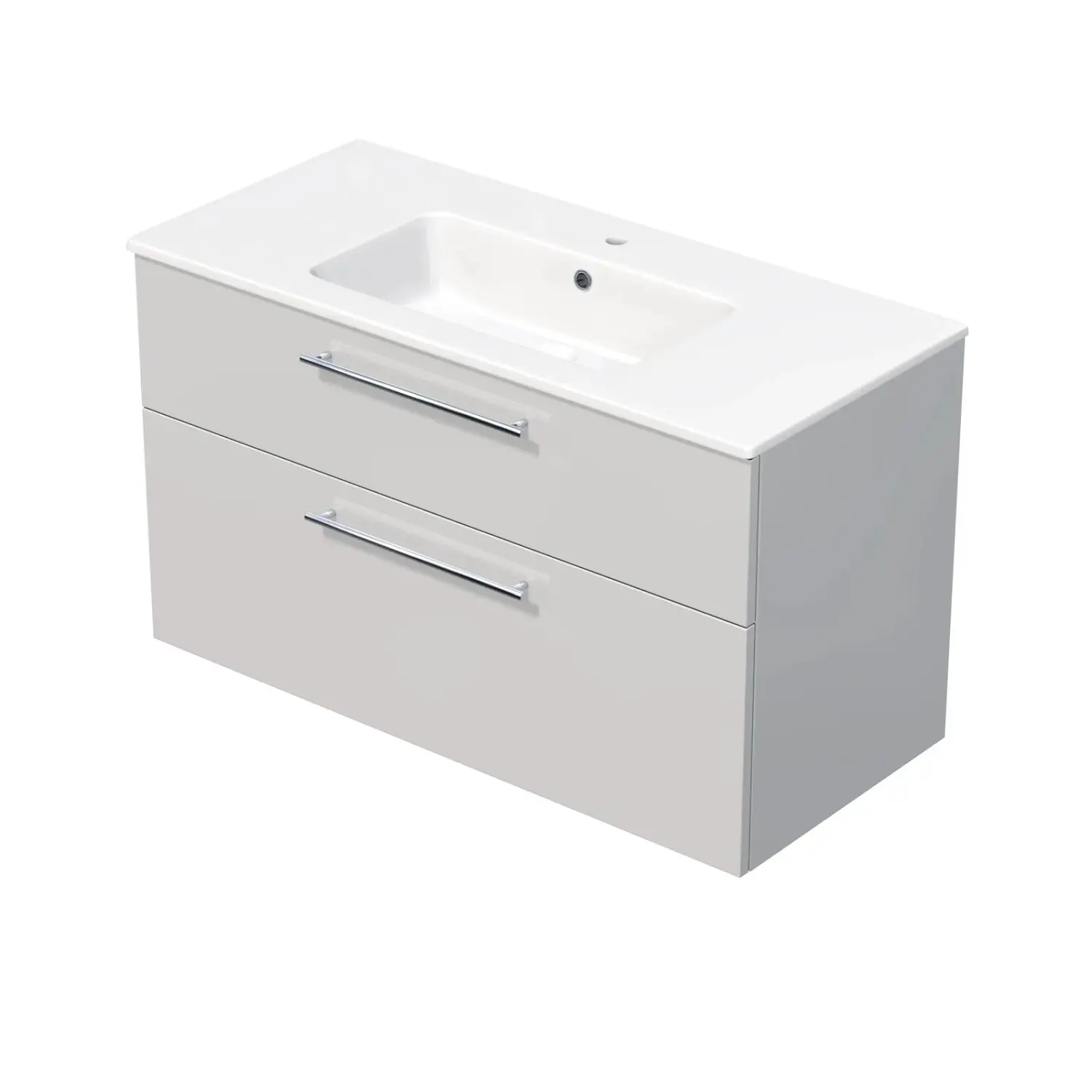INTEDOOR Koupel.skříň+umyvadlo BEE, úchyt chrom, 2 zás., š. 101 cm, bílá lesk