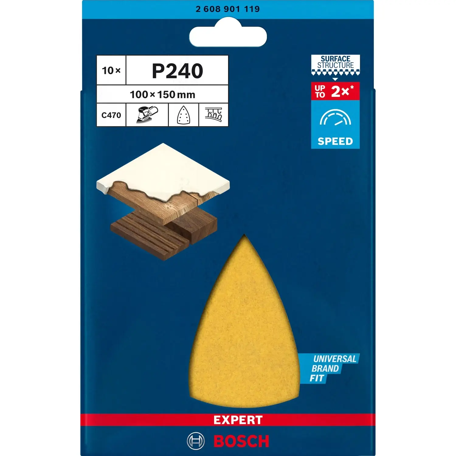Bosch Brusný papír Expert C470 P240, 7 otvorů, 100 x 150 mm, 10 ks