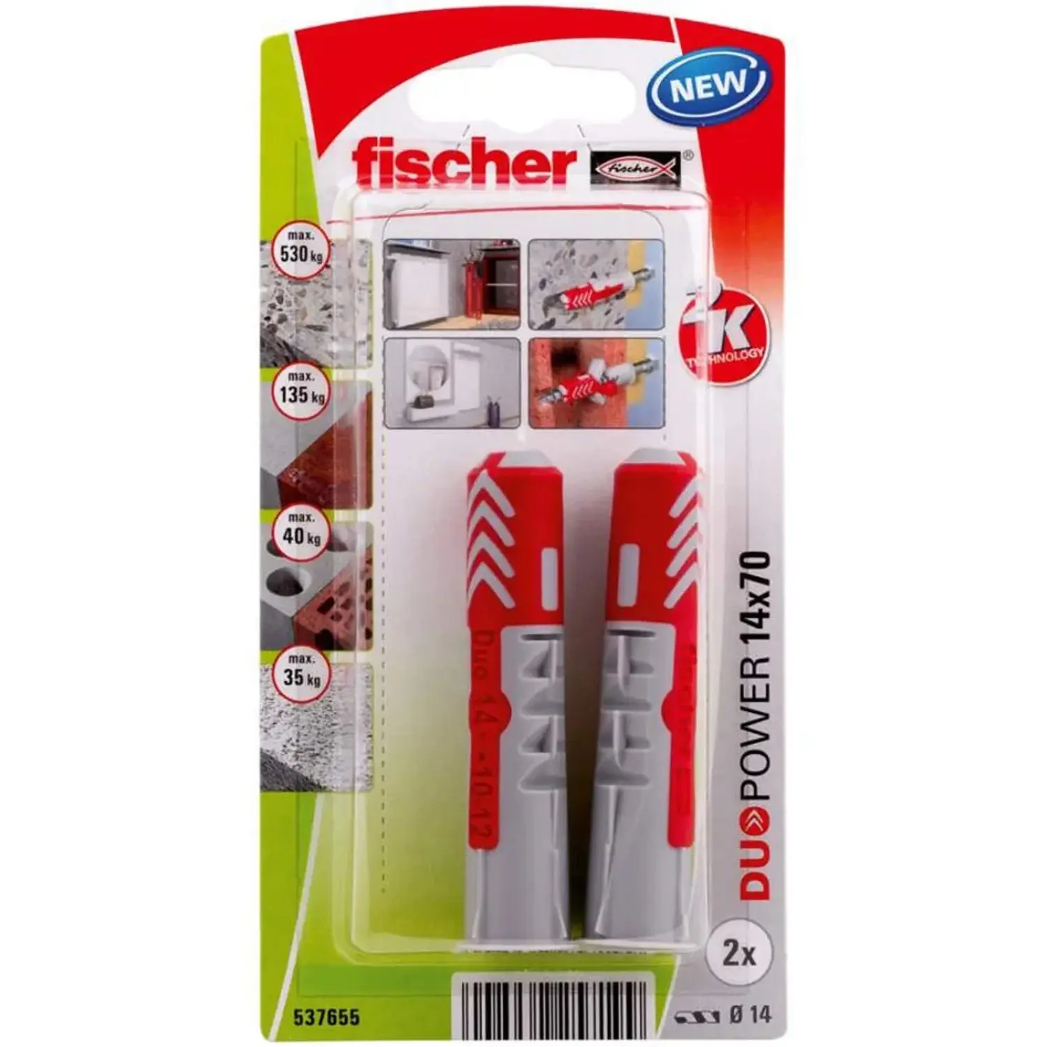 Fischer Hmoždinka DuoPower 14 x 70 K NV, 2 ks