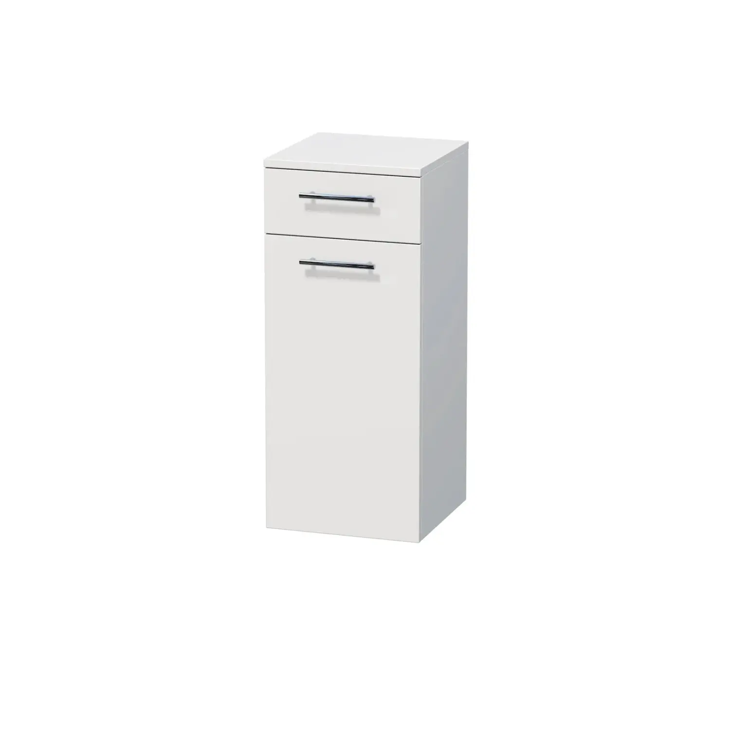 INTEDOOR Nízká skříň BEE levá, úchyt chrom, š. 35 cm, bílá lesk