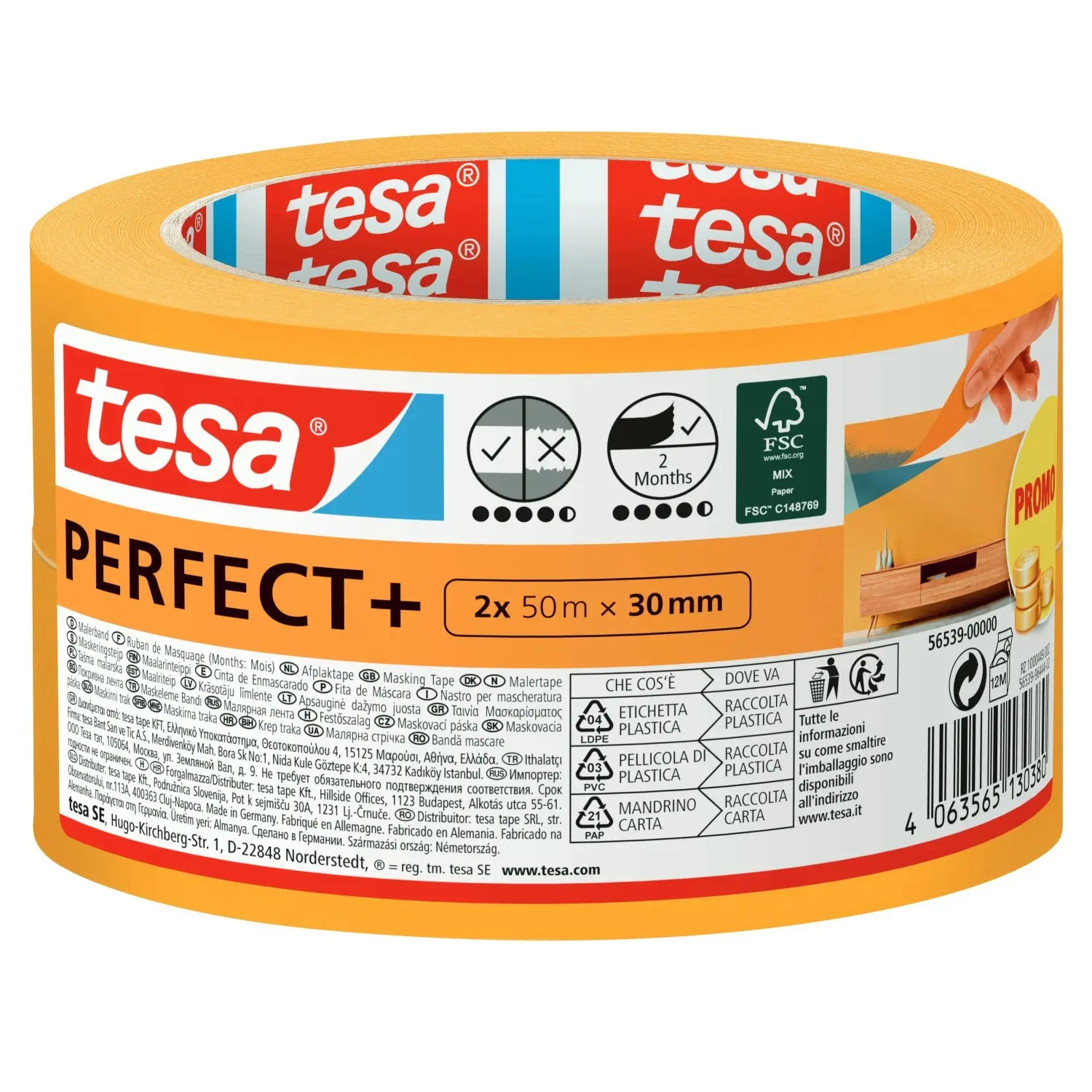 tesa Maskovací páska PERFECT+ 50 m x 30 mm, 2 ks