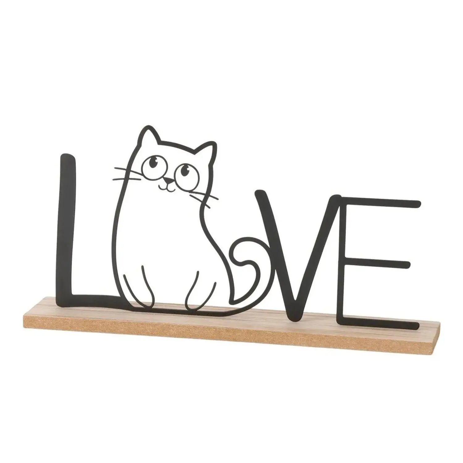 Boltze Dekorativní nápis s kočkou Mollie Love, 19,2 x 38 x 7,9 cm