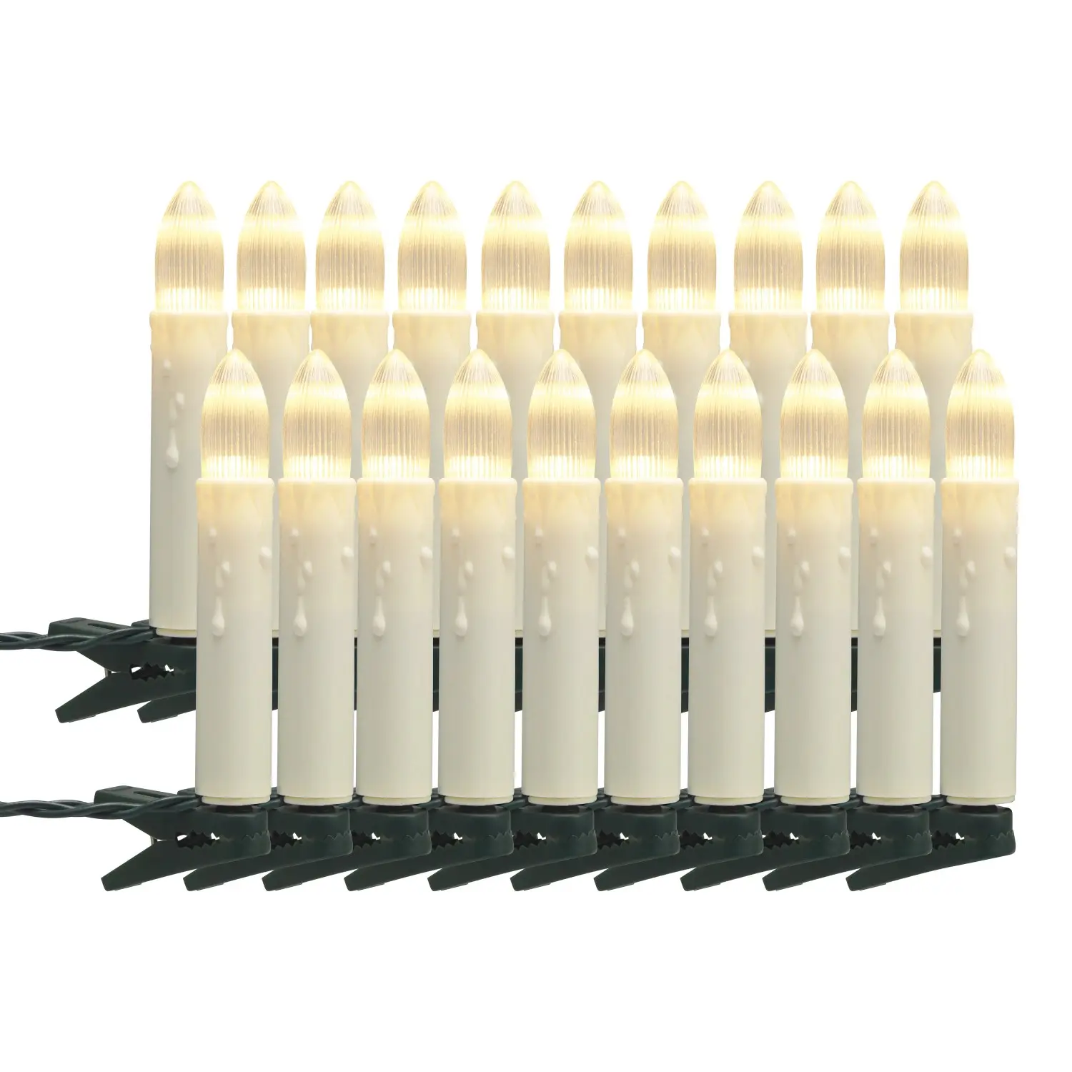 VLC LED světelný řetěz se svíčkami 20x LED teplá bílá, IP44, zelený, 12,9 m