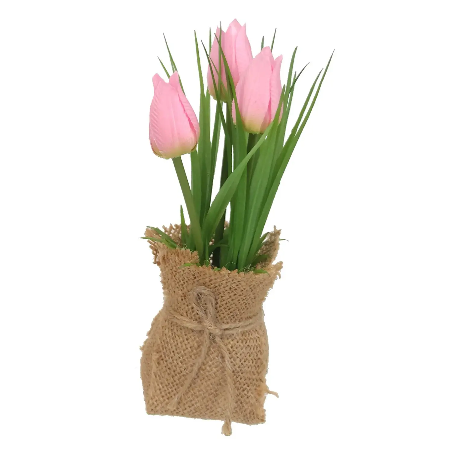 Boltze Umělá rostlina kytice tulipánů v jutovém obalu světle růžová 19 x 5 x 5cm