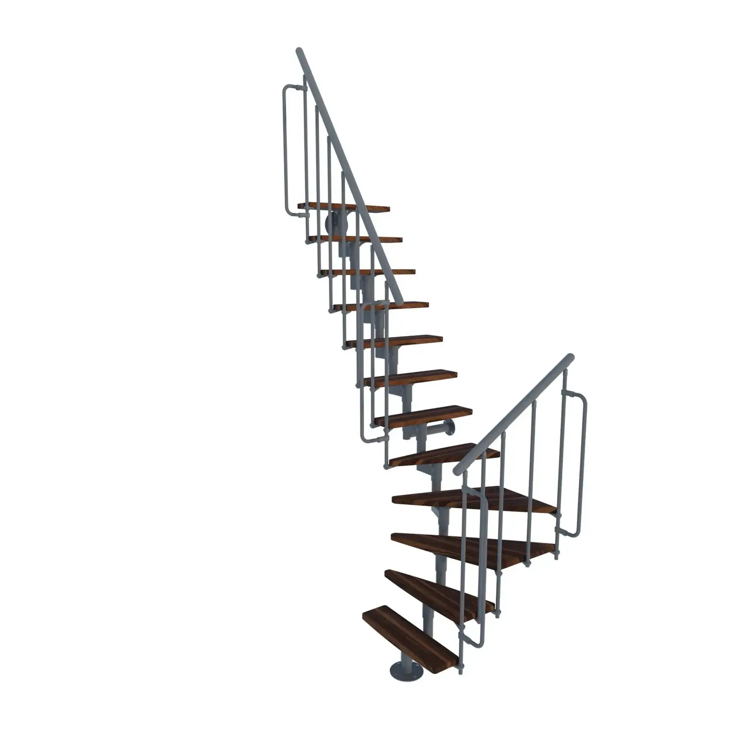 Minka STAIRS Lomené modulové schodiště Joker Turn ořech/šedá, 304,2 cm